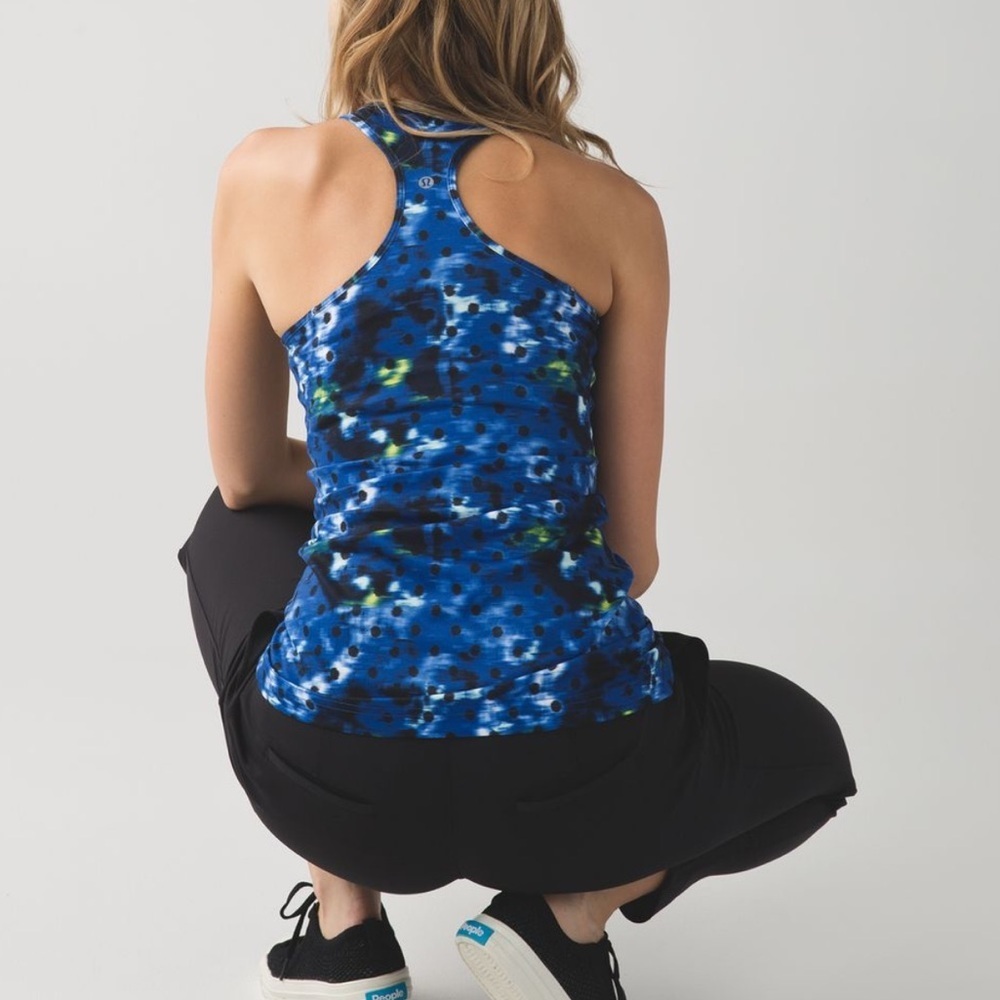Lululemon Cool Racerback Windy Blooms Saphire Blue Multi